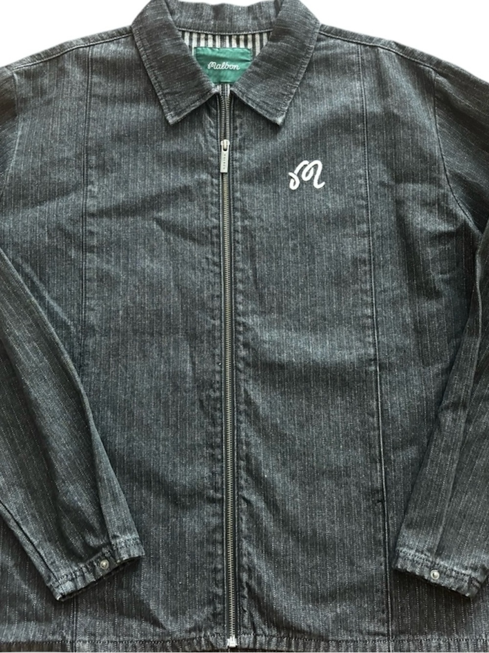 New Malbon Golf FOREMAN JACKET size L Black Stonewashed Denim IRONWORKS DIVISION - Picture 2 of 5